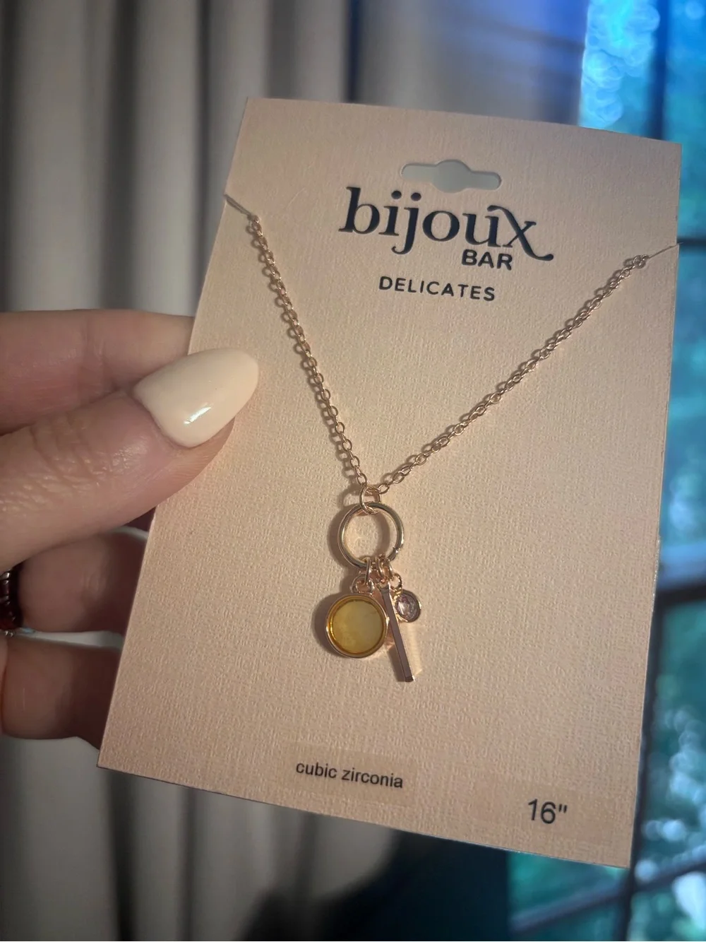 Gold-Plated Charm Necklace with Yellow Enamel and Crystal Accents **2 for 20**